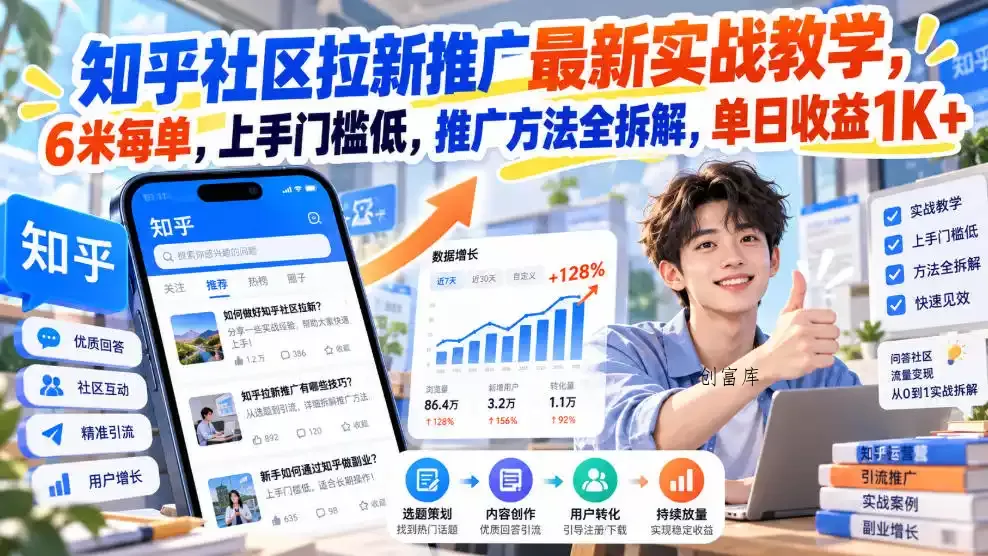 知乎社区拉新推广最新实战教学,6米每单,上手门槛低,推广方法全拆解,单日收益1K+!(更新1021)