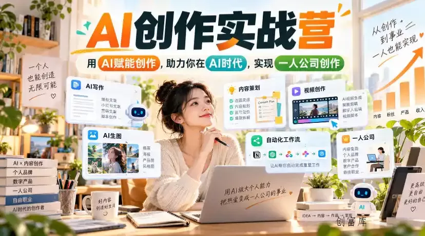 AI创作实战营，用AI赋能创作，助力你在AI时代，实现一人公司创作(更新)